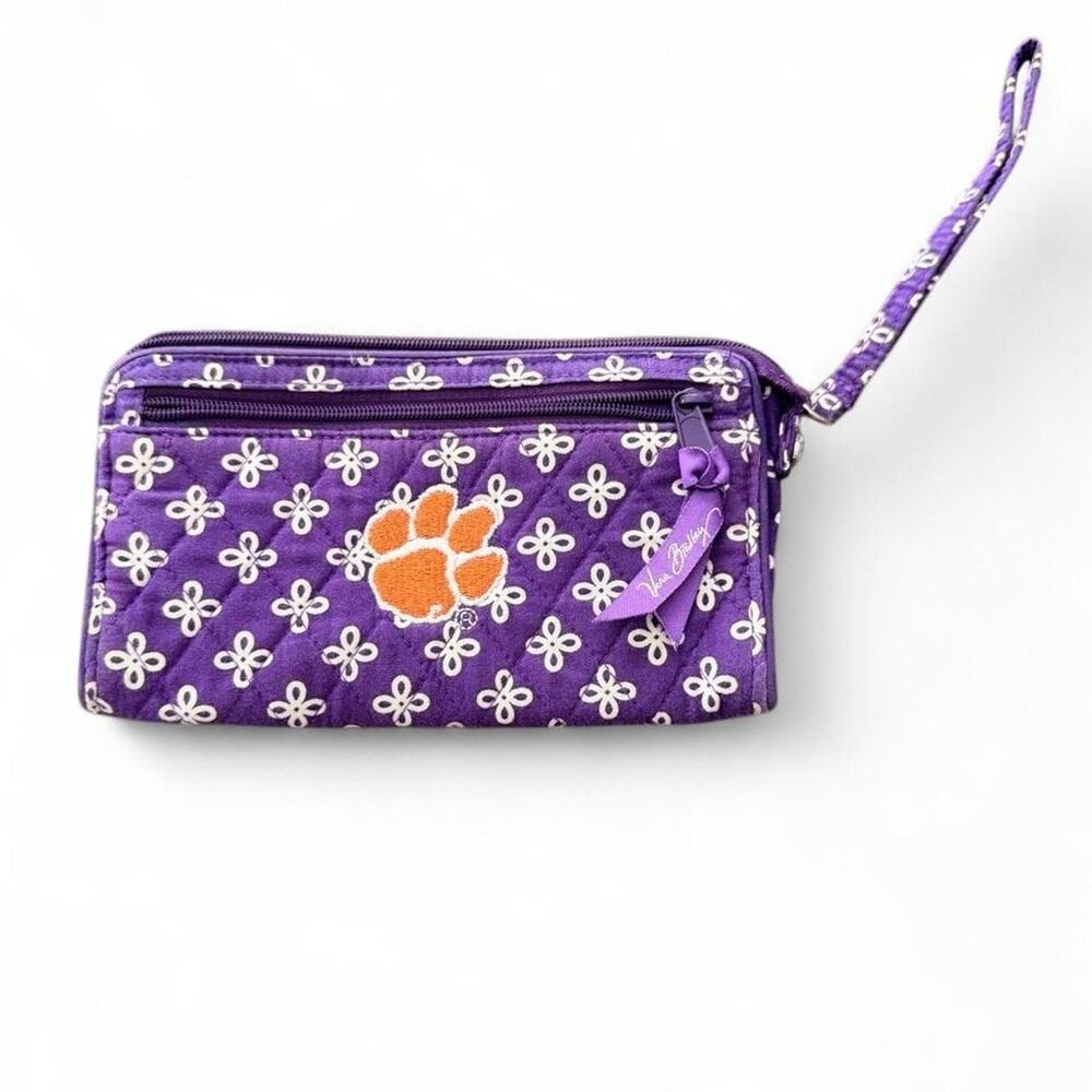 Vera Bradley Clemson Tigers Purple Quilted Front-Zip Wristlet Wallet